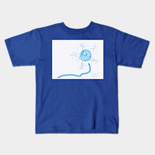 elegant white flower with teal blue-green center Kids T-Shirt